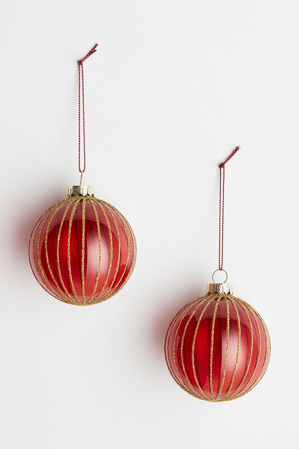Pack de 2 bolas de Navidad de vidrio con glitter