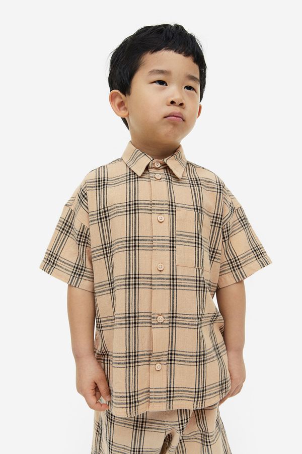 Camisa en popelina de mezcla de lino