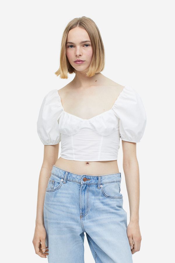 Blusa cropped con manga globo