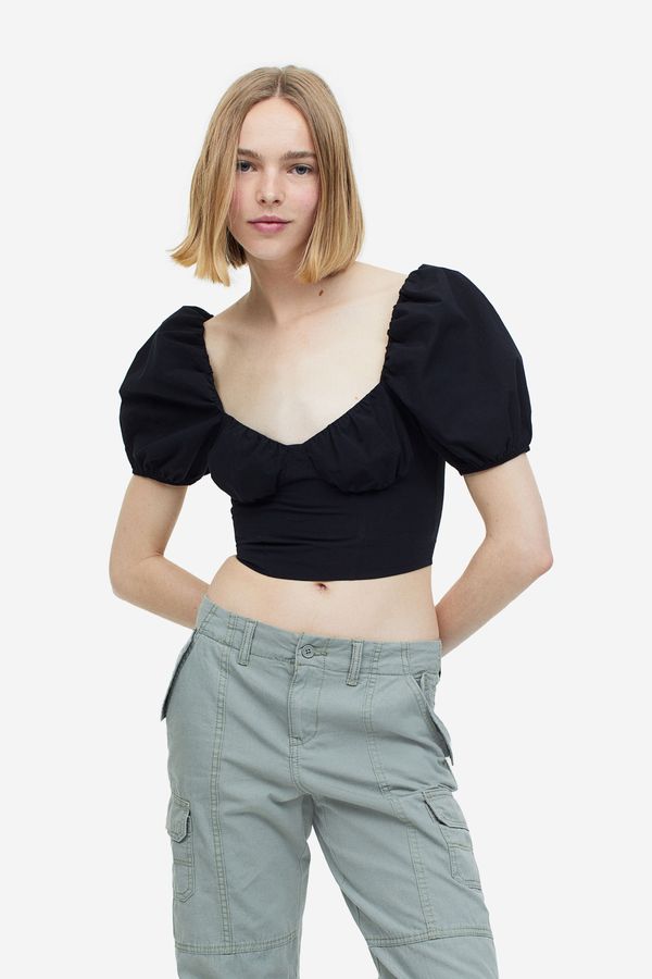 Blusa cropped con manga globo