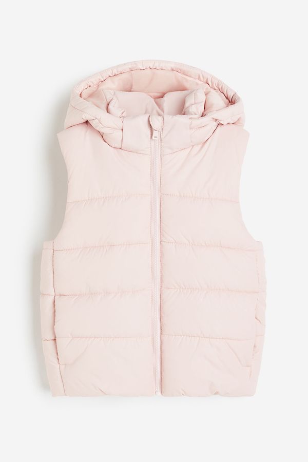 Parka puffy sin mangas con capucha