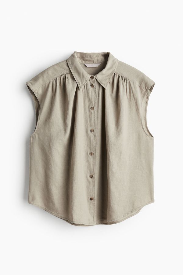 Camisa sin mangas en mezcla de lino