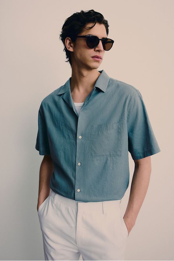 Camisa en mezcla de lino Regular Fit