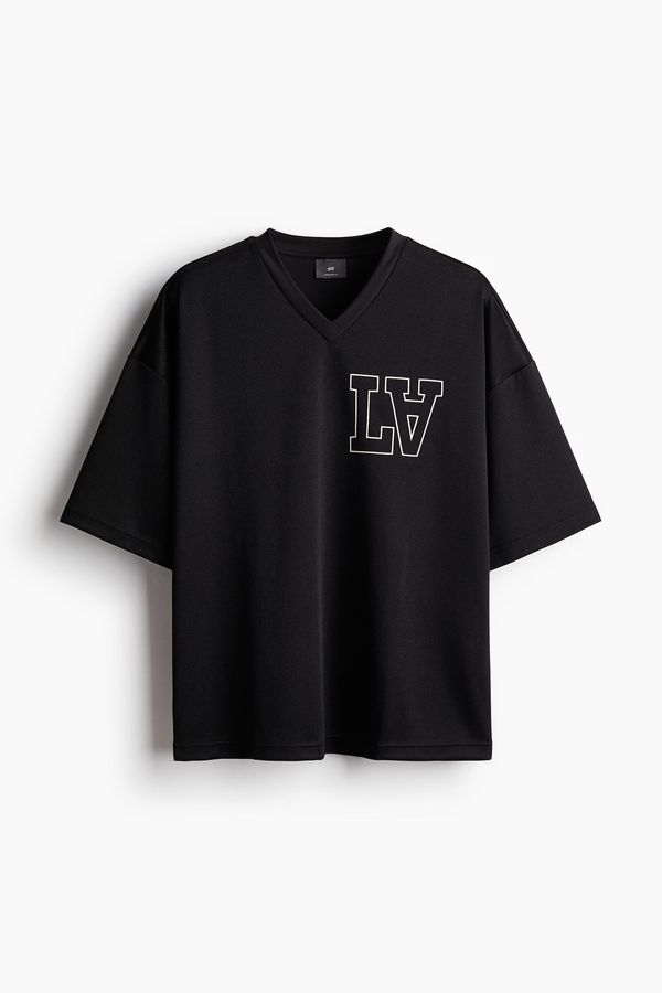 Polera de malla con estampado Oversized Fit