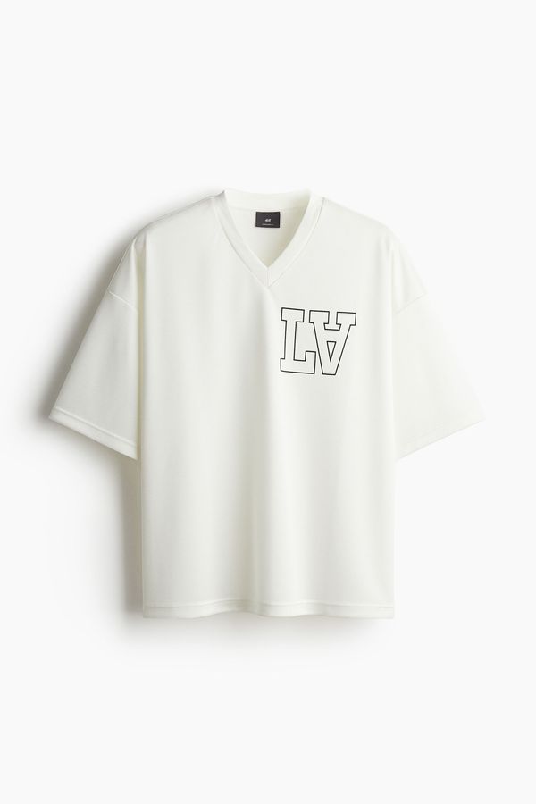 Polera de malla con estampado Oversized Fit