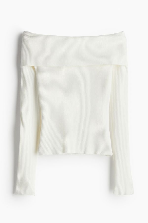 Top off-the-shoulder en punto acanalado