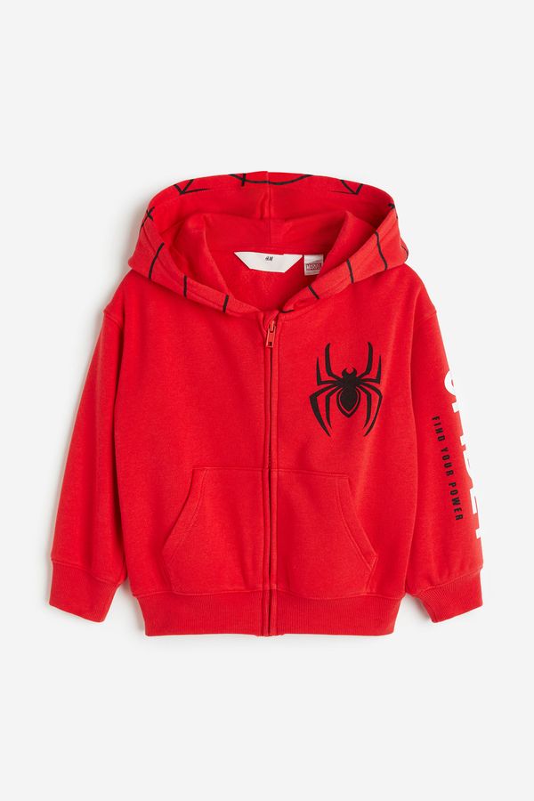 Polerón hoodie con cierre y motivo estampado