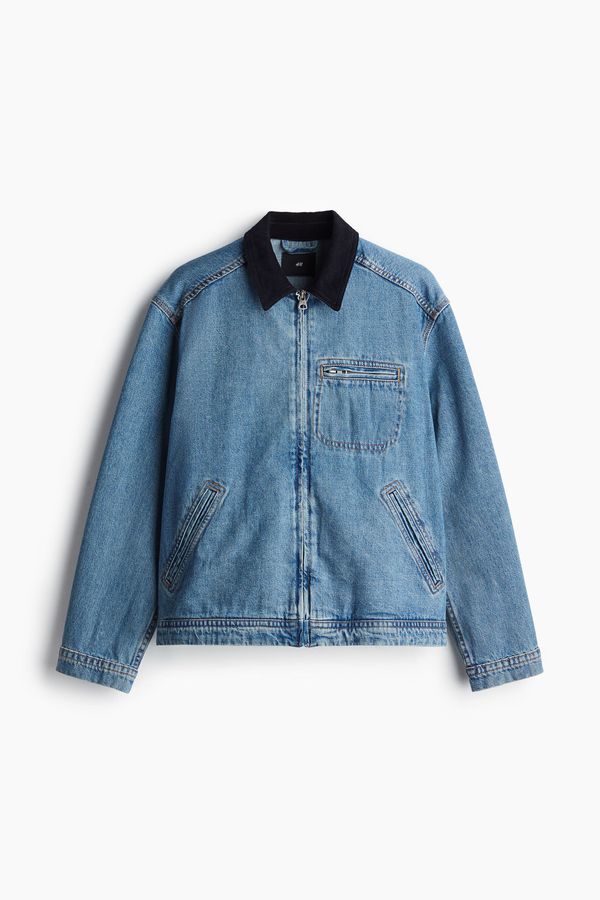 Chaqueta denim con cuello de cotelé Regular Fit