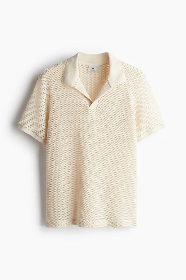 Polera polo efecto crochet Regular Fit