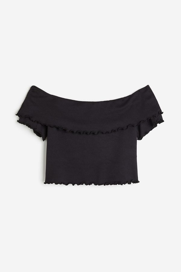 Top off-the-shoulder acanalado