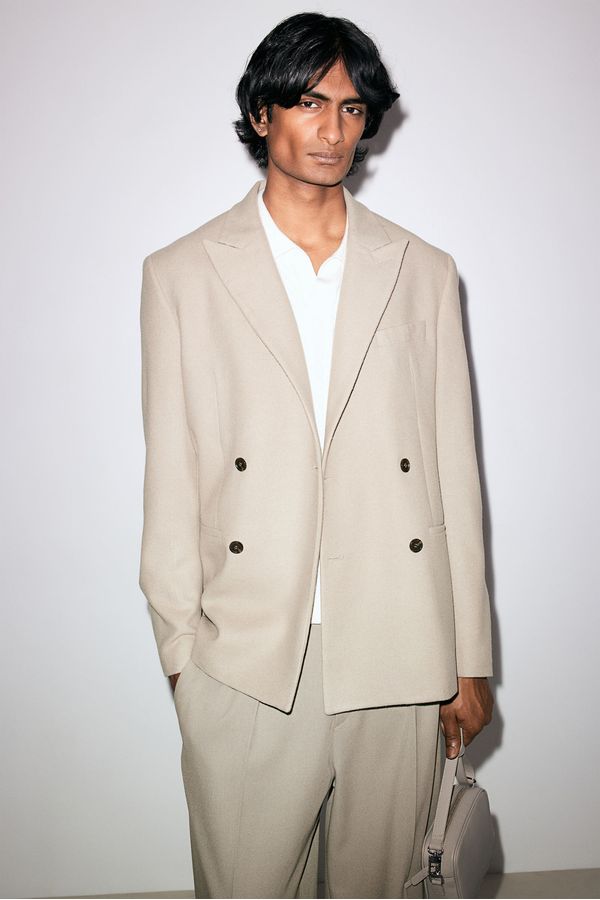 Blazer cruzado de mezcla de lana Regular Fit