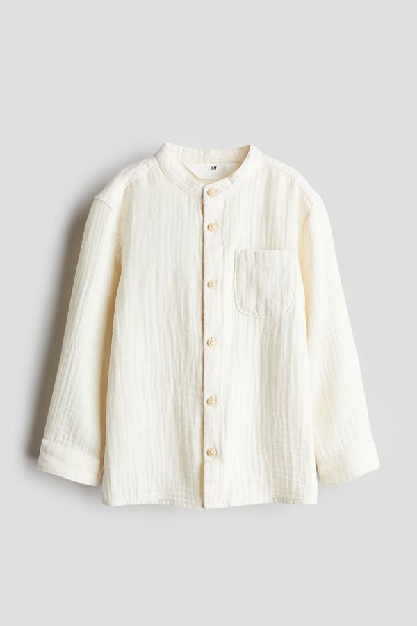 Camisa en muselina de algodón con cuello mao