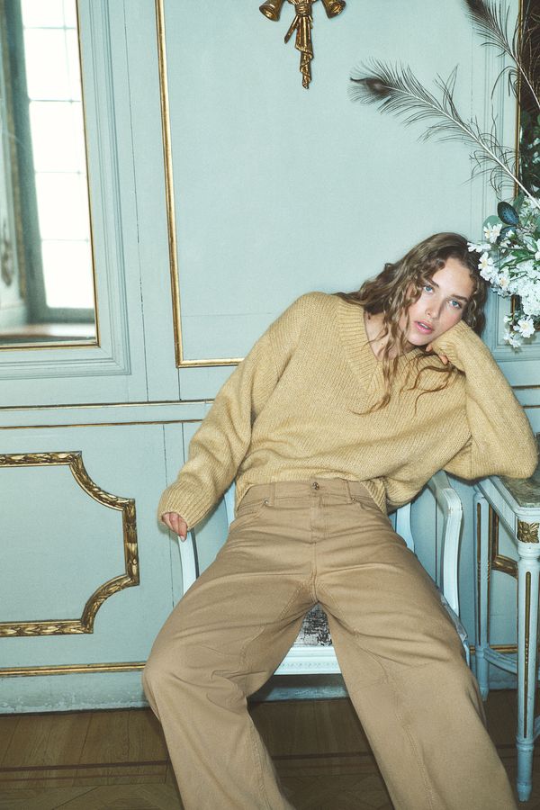 Pantalón de sarga con piernas barril