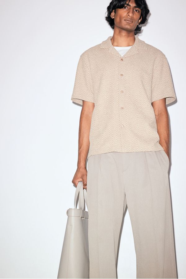 Camisa resort en tejido de espiga Regular Fit