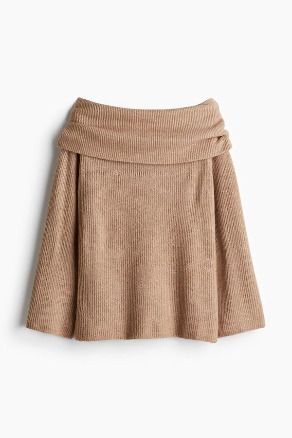 Sweater off-the-shoulder en punto acanalado