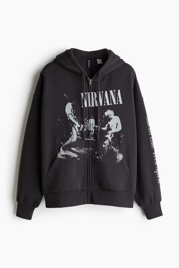Polerón hoodie oversize con cierre y motivo
