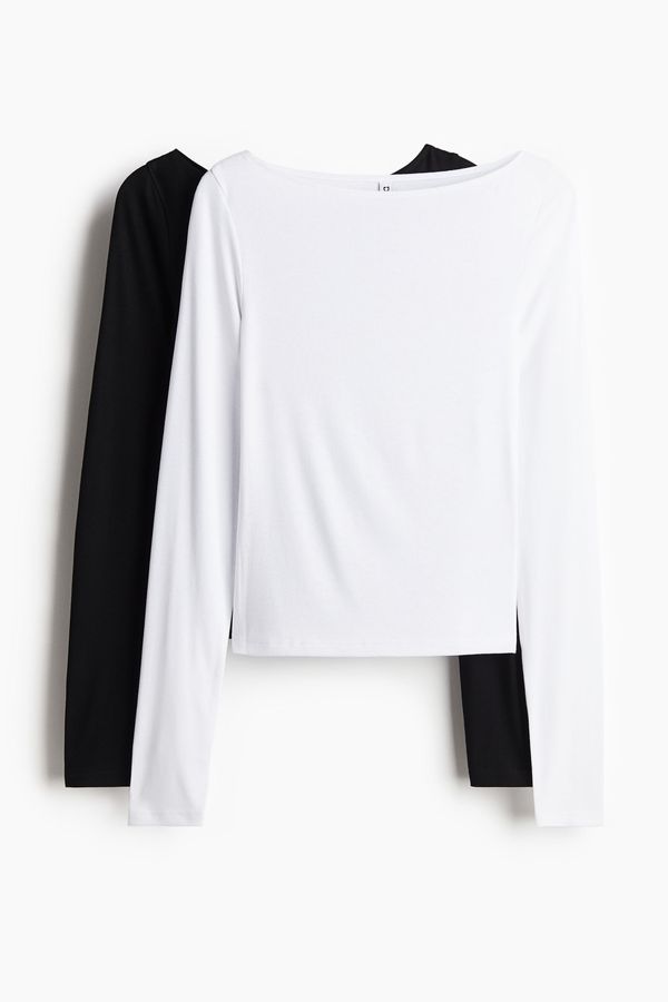 Pack de 2 poleras acanaladas con cuello bote