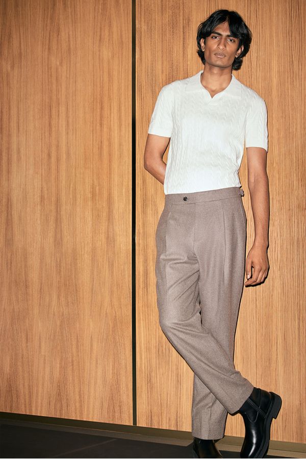 Polera polo en punto trenzado Regular Fit