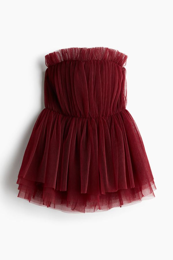 Top bandeau en tul plisado