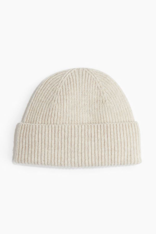 Gorro en punto acanalado de mezcla de lana