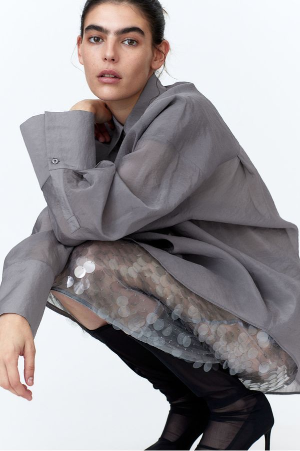 Camisa oversize de organza