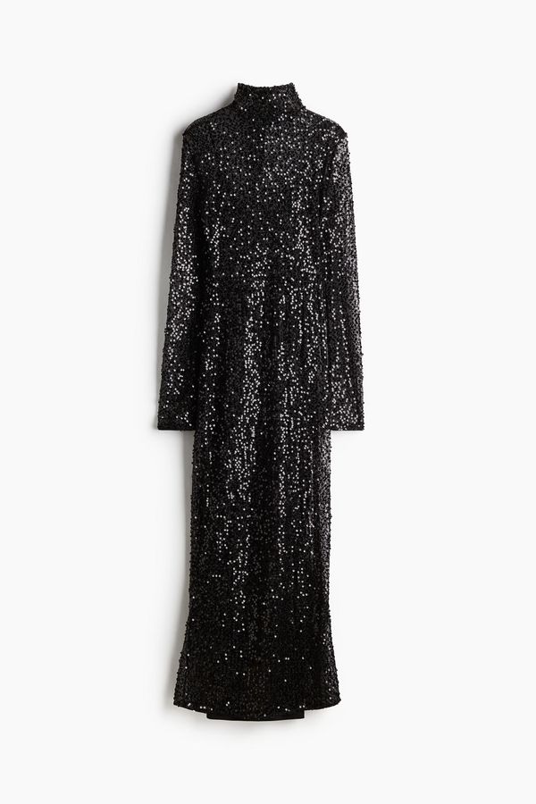 Vestido largo de rejilla con lentejuelas