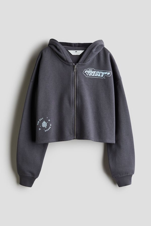 Polerón hoodie cropped con motivo