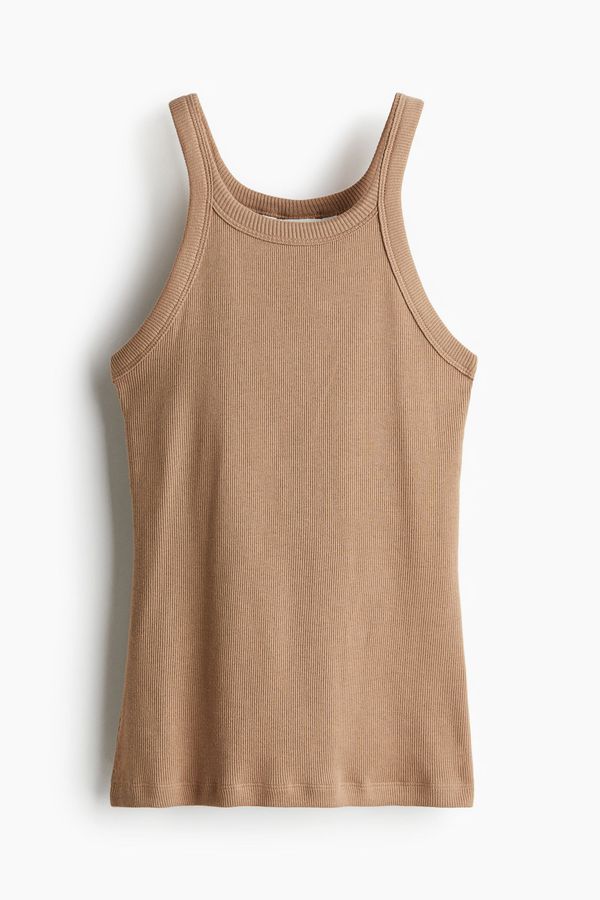 Polera sin mangas acanalada
