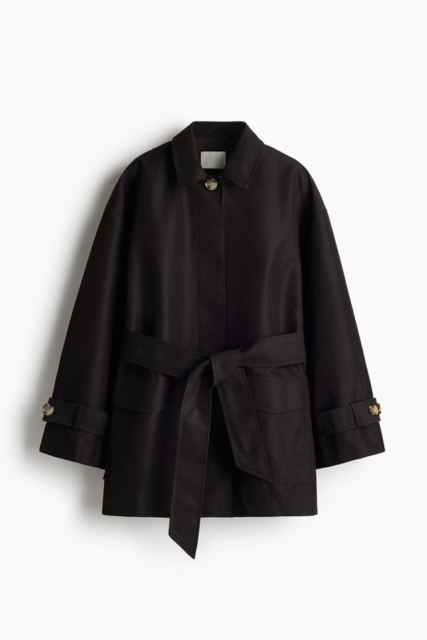 Chaqueta de sarga con cinturón de anudar