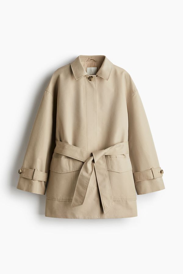 Chaqueta de sarga con cinturón de anudar