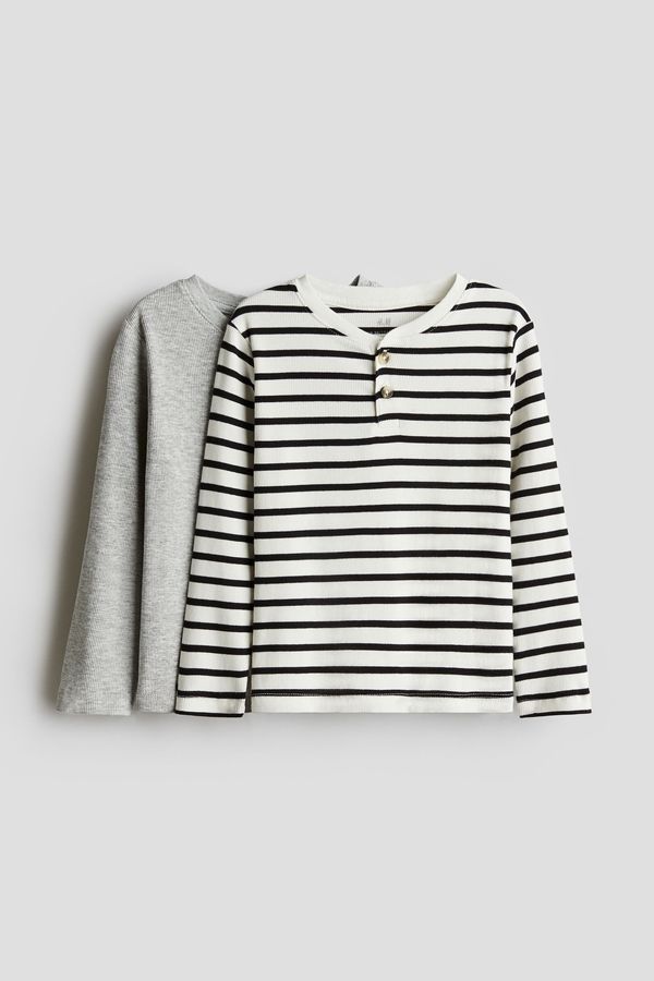 Pack de 2 poleras Henley acanaladas