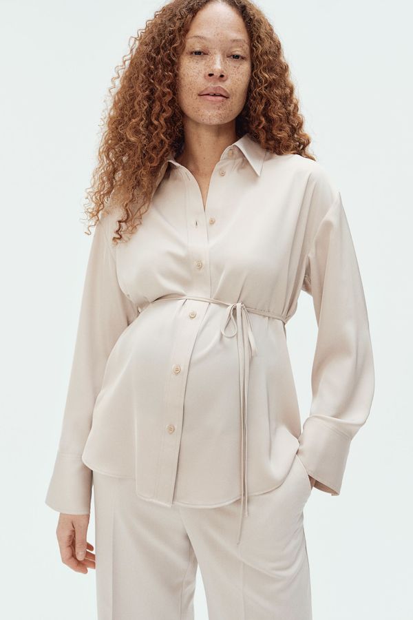 MAMA Camisa con cinturón de anudar Before & After