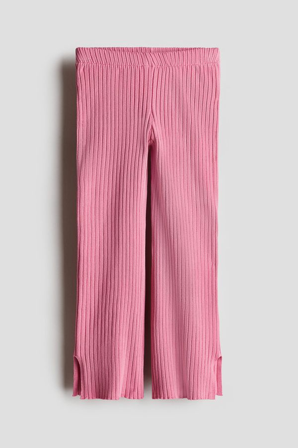 Pantalón acampanado en punto acanalado