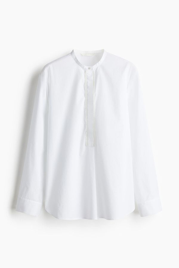 Blusa de popelina con cuentas decorativas