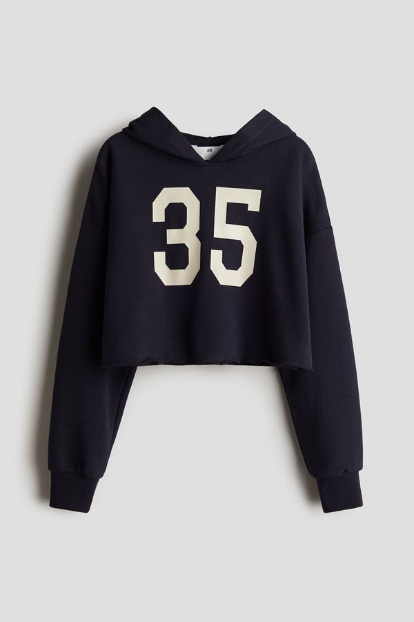 Polerón hoodie cropped con motivo estampado