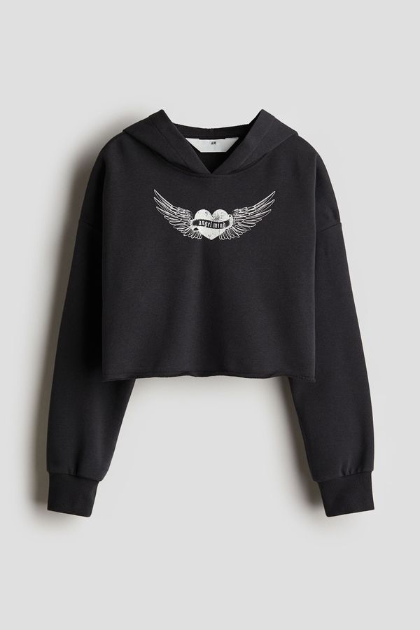 Polerón hoodie cropped con motivo estampado