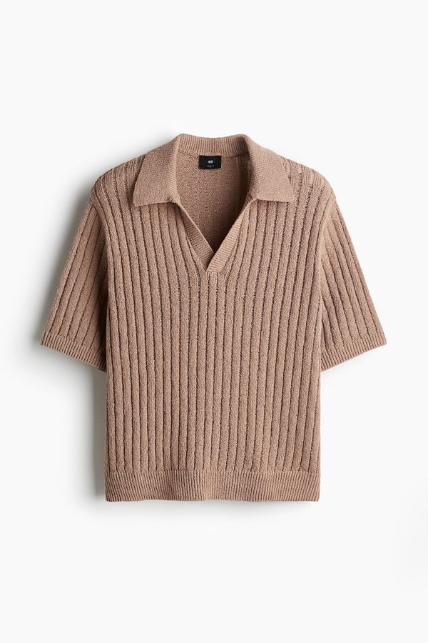 Polera polo en punto acanalado Loose Fit