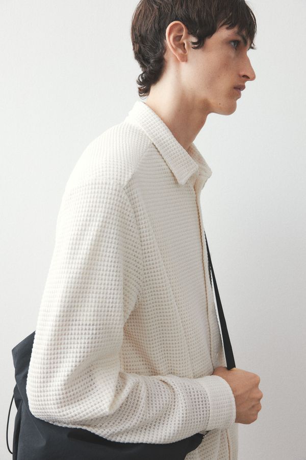 Camisa en tejido waffle Regular Fit