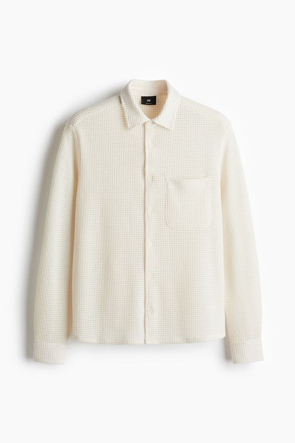 Camisa en tejido waffle Regular Fit