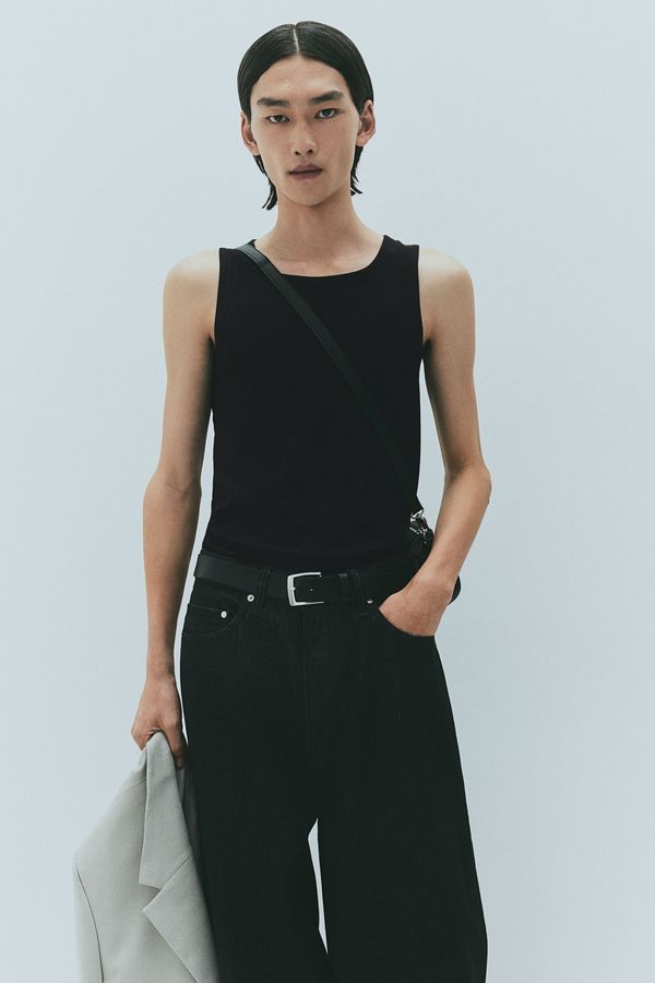 Polera sin mangas acanalada Slim Fit