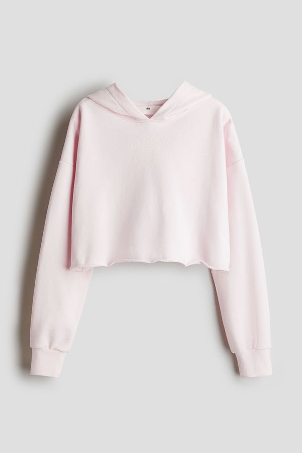 Polerón hoodie cropped con motivo estampado