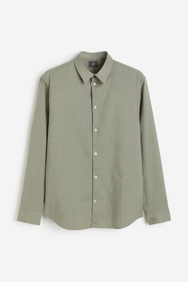 Camisa en mezcla de lino Regular Fit