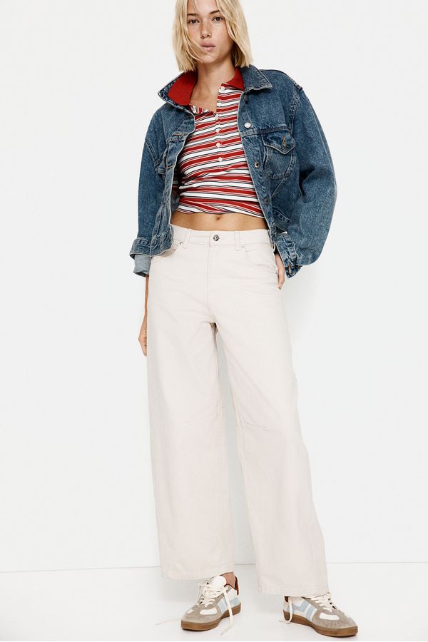 Pantalón de sarga con piernas barril