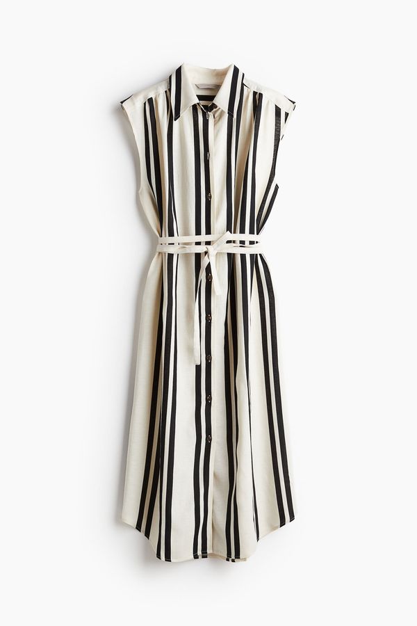 Vestido camisero en mezcla de lino