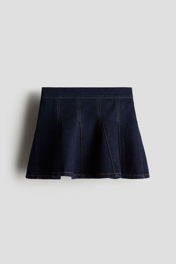 Falda denim con pliegues godet