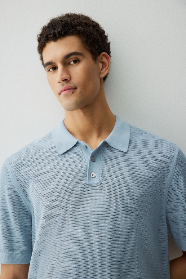Polera polo en punto calado Regular Fit