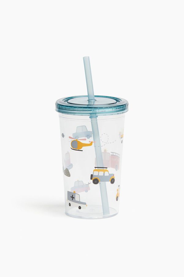 Tazón de plástico con diseño y bombilla