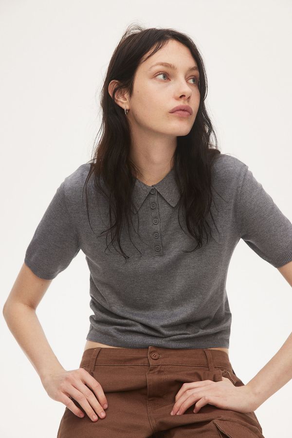 Polera polo de punto fino