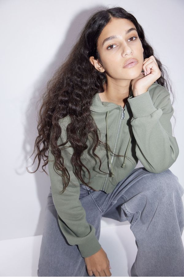 Polerón hoodie cropped con cierre
