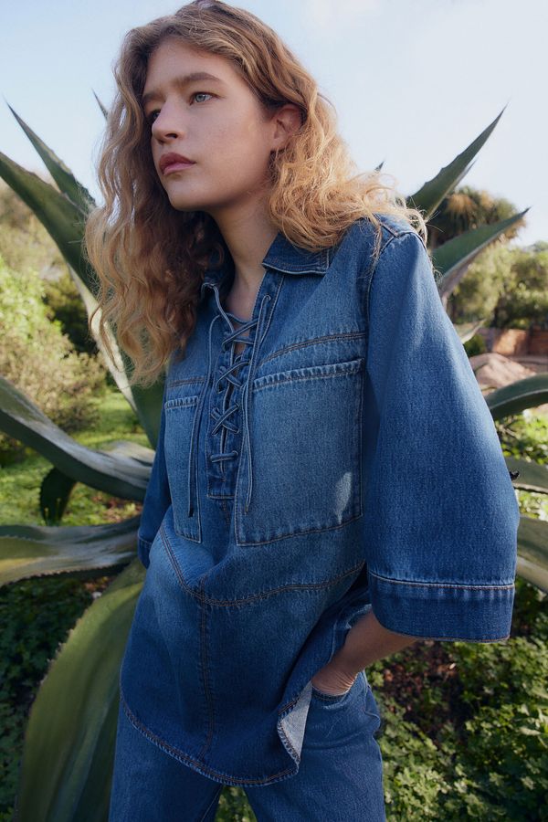 Camisa denim con lazada